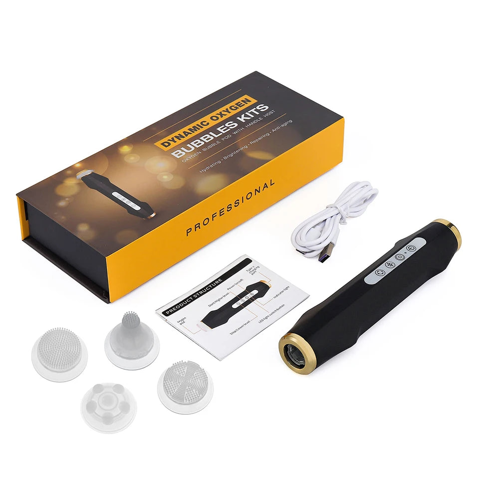 Portable CO2 Oxygen Bubble Pen Facial Machine 7 Color Light Oxygen Bubble Skin Care Tool Compatible with Serum Gel for Home Facial SPA CO2
