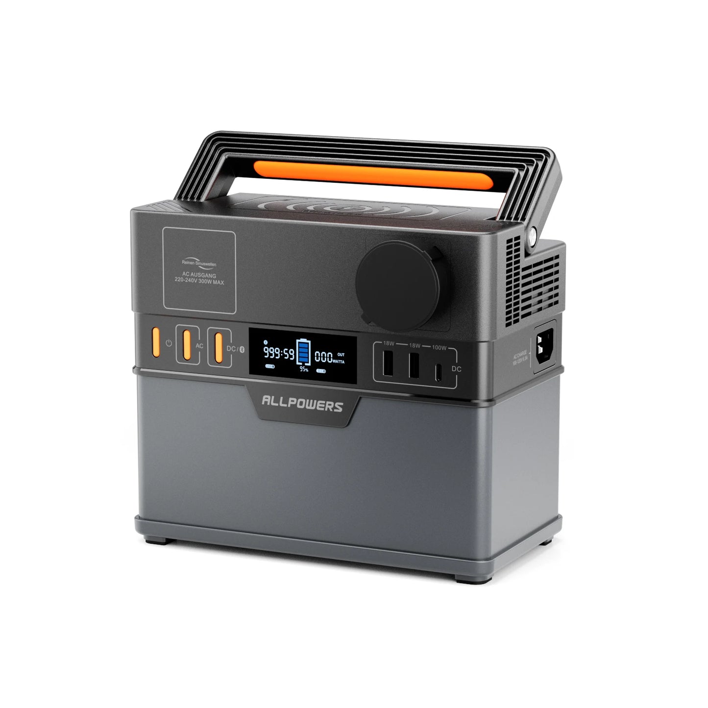 ALLPOWERS 110V 220V AC 300W Power Station Pure Sine Wave 288Wh Portable Generator Powering Car Refrigerator TV Drone Laptops