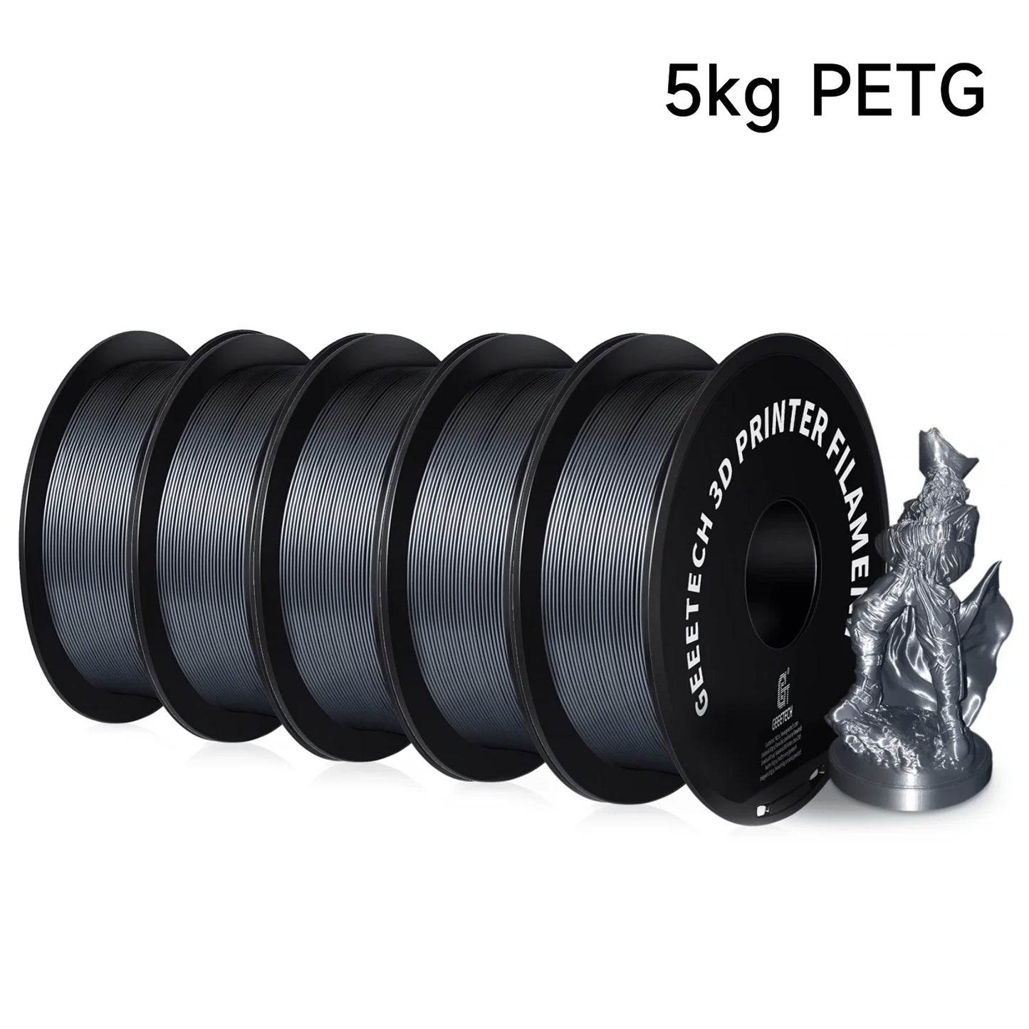 Geeetech 5KG PETG 3D Printing Filament 1.75mm High Precision, Low Warping Large Spool, Suitable for FDM 3D Printers