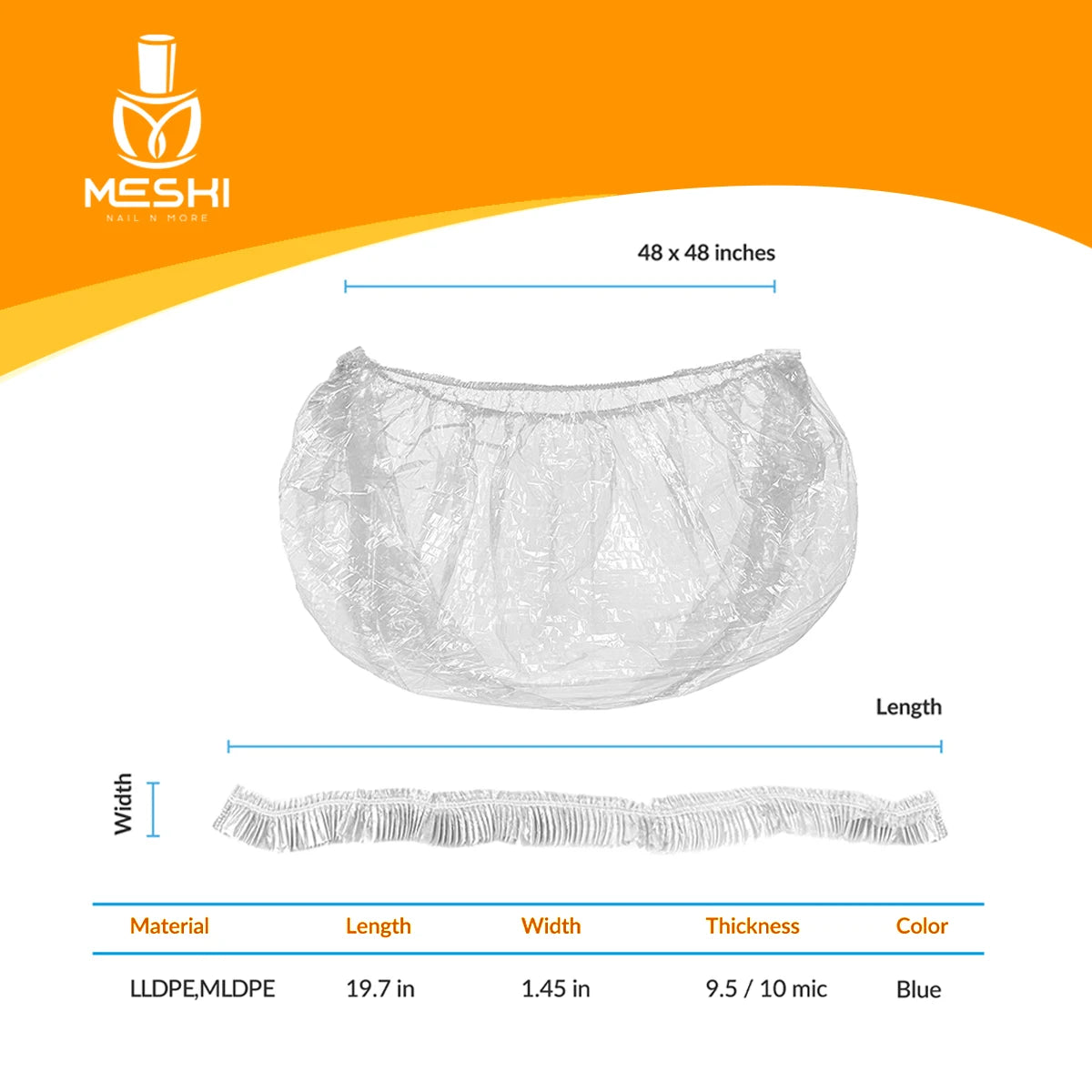 Disposable Spa Pedicure Liners Clear 48x48 Inch, 9.5 Mic Thick – 200 Count Foot Spa Bowl Bags for Nail Salon Use