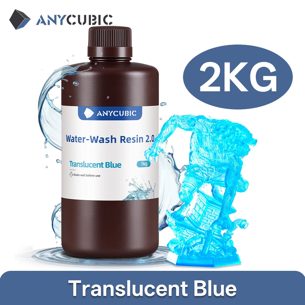 Anycubic Water Wash Resin Water Washable High Precision Low Odor Low Viscosity Support 3 Ways Washing For LCD 3D Printer Resin