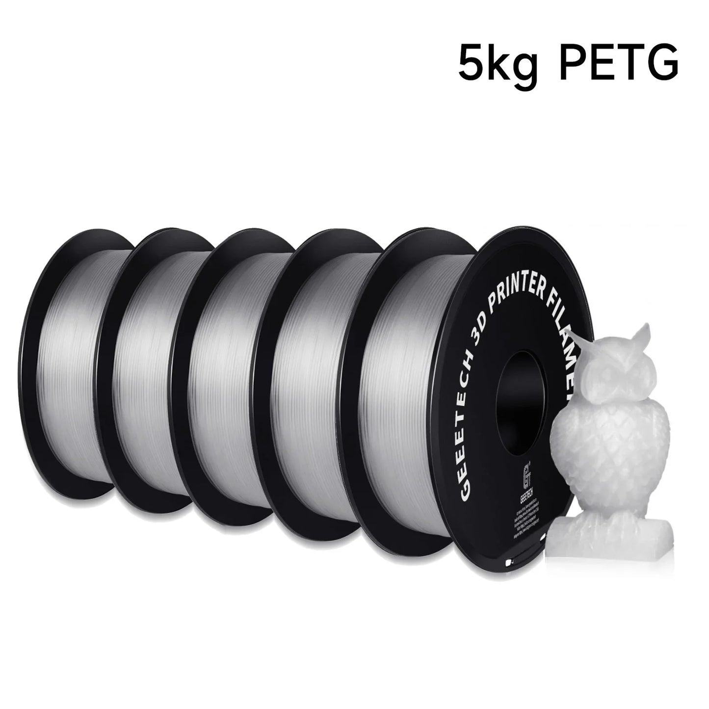 Geeetech 5KG PETG 3D Printing Filament 1.75mm High Precision, Low Warping Large Spool, Suitable for FDM 3D Printers