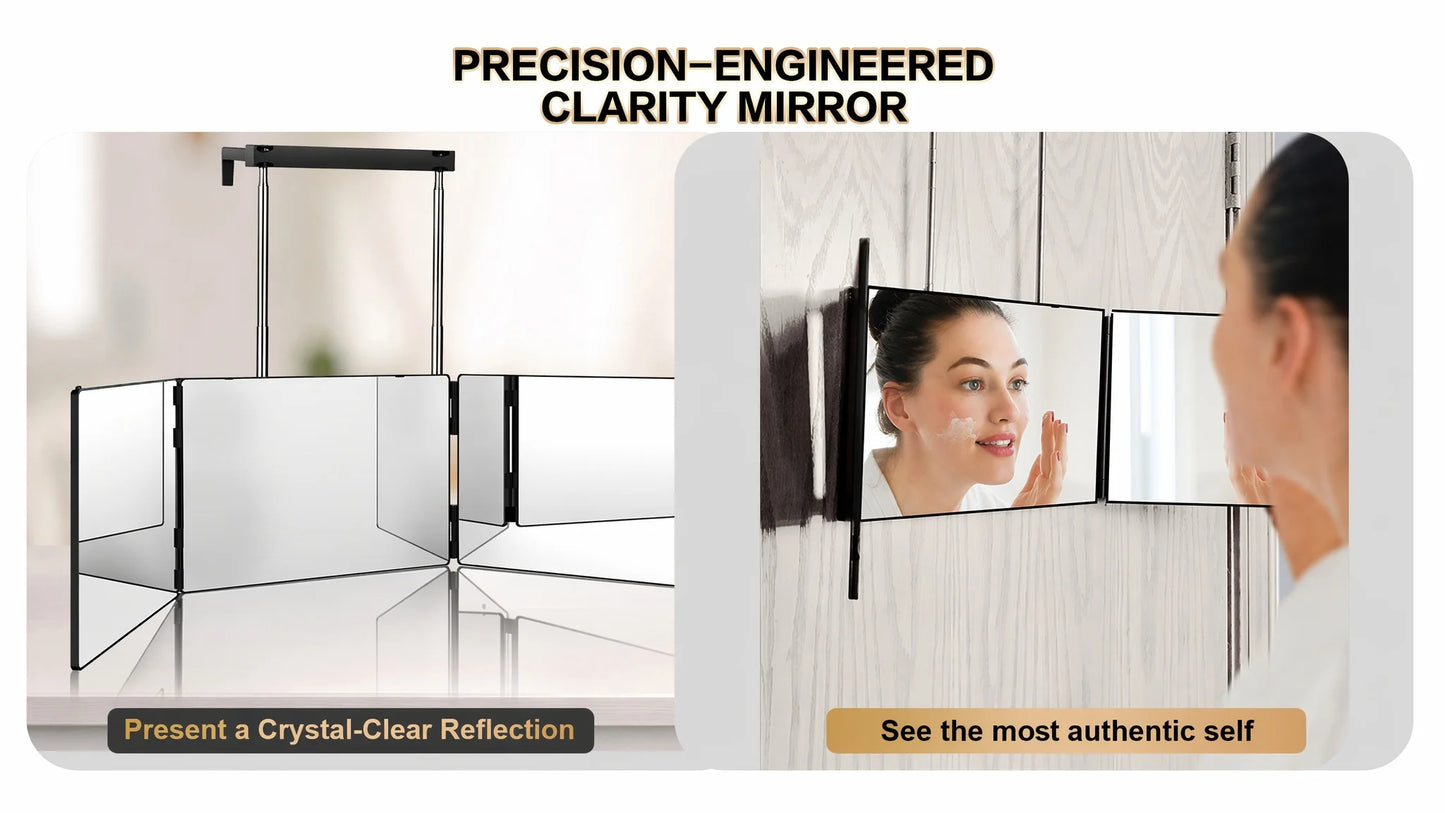 The 360 Mirror - 3 Way Mirror for Self Hair Cutting - Adjustable Trifold Barber Miror to Cut Your Own Hair - Tri Fold Self Haircut System for Men and Women Braiding