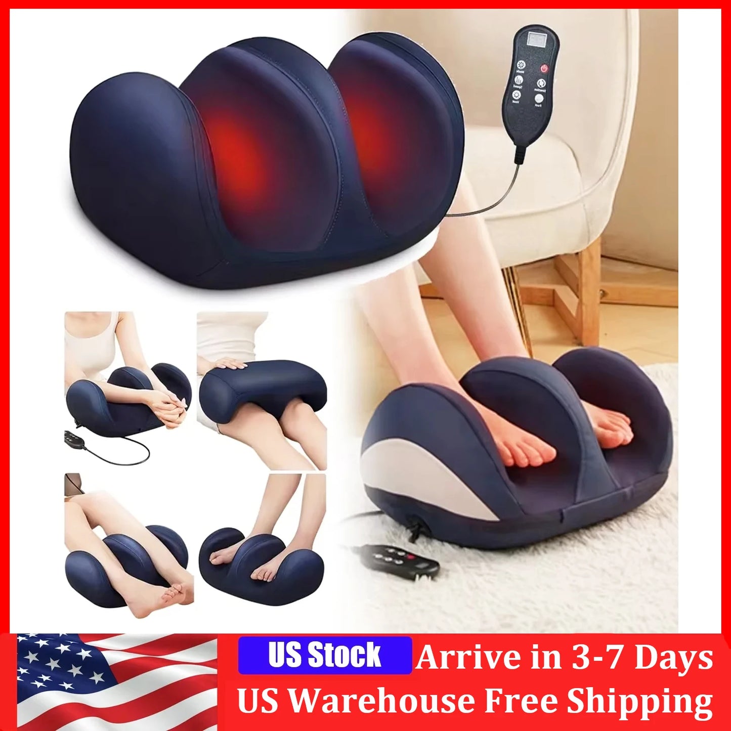 Smart Electric Foot Massager Fully Automatic Massage Machine Hot Compress Shiatsu Kneading Relieve Fatigue Relaxation Muscle