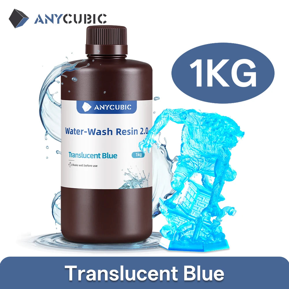 Anycubic Water Wash Resin Water Washable High Precision Low Odor Low Viscosity Support 3 Ways Washing For LCD 3D Printer Resin