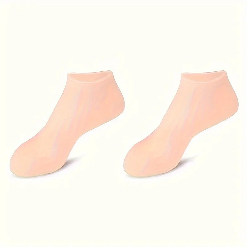 1 Pair Silicone Gel Moisturizing Foot Socks for Dry, Cracked Feet - Soothing Massage Pedicure Care Tool