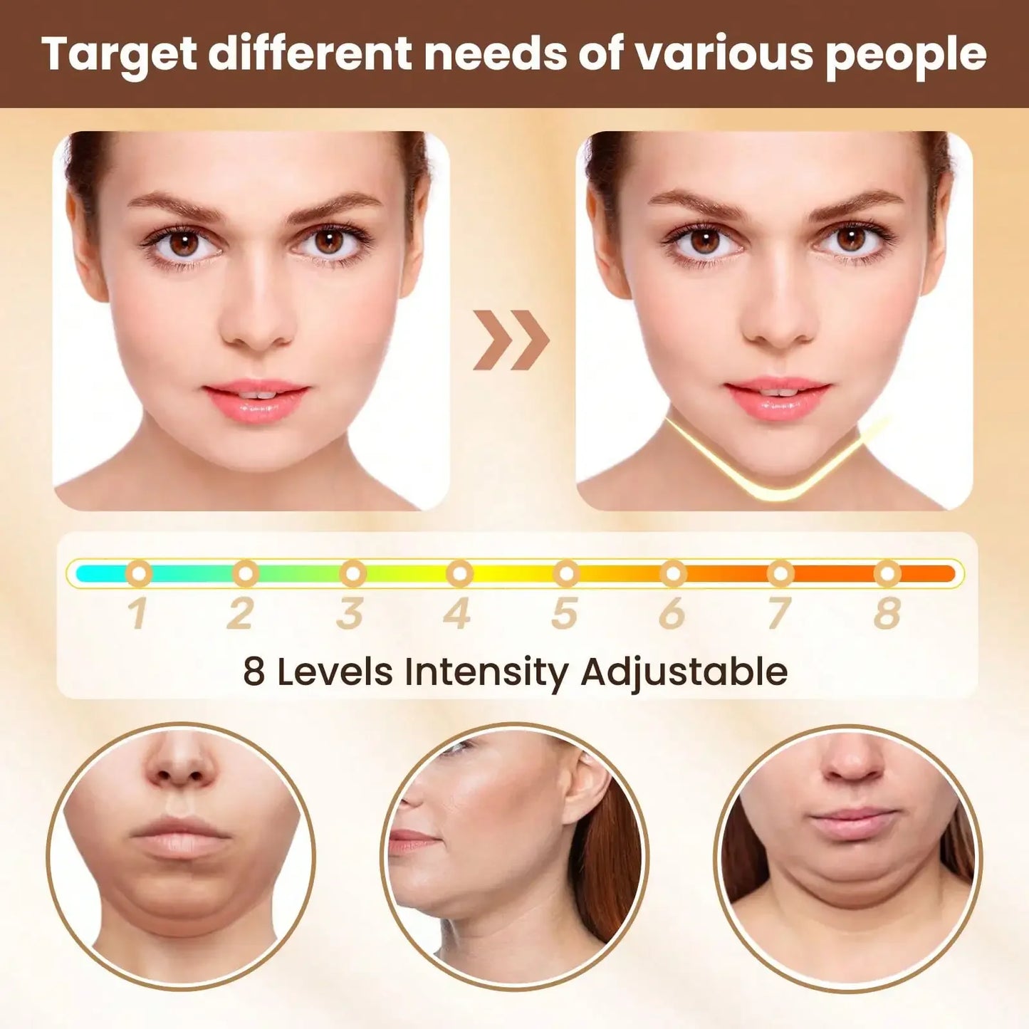 V Face Lifting Device Firming Facial Massager Facial Beauty Instrument Face Slimming Massager Double Chin Removal Electric Double Chin And Intelligent V-Shaped Face Machine With 6 Modes & 8 Adjustable Intensities