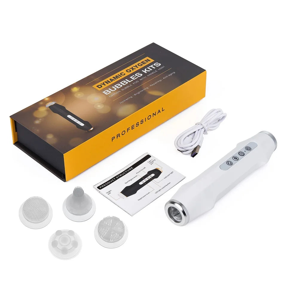 Portable CO2 Oxygen Bubble Pen Facial Machine 7 Color Light Oxygen Bubble Skin Care Tool Compatible with Serum Gel for Home Facial SPA CO2