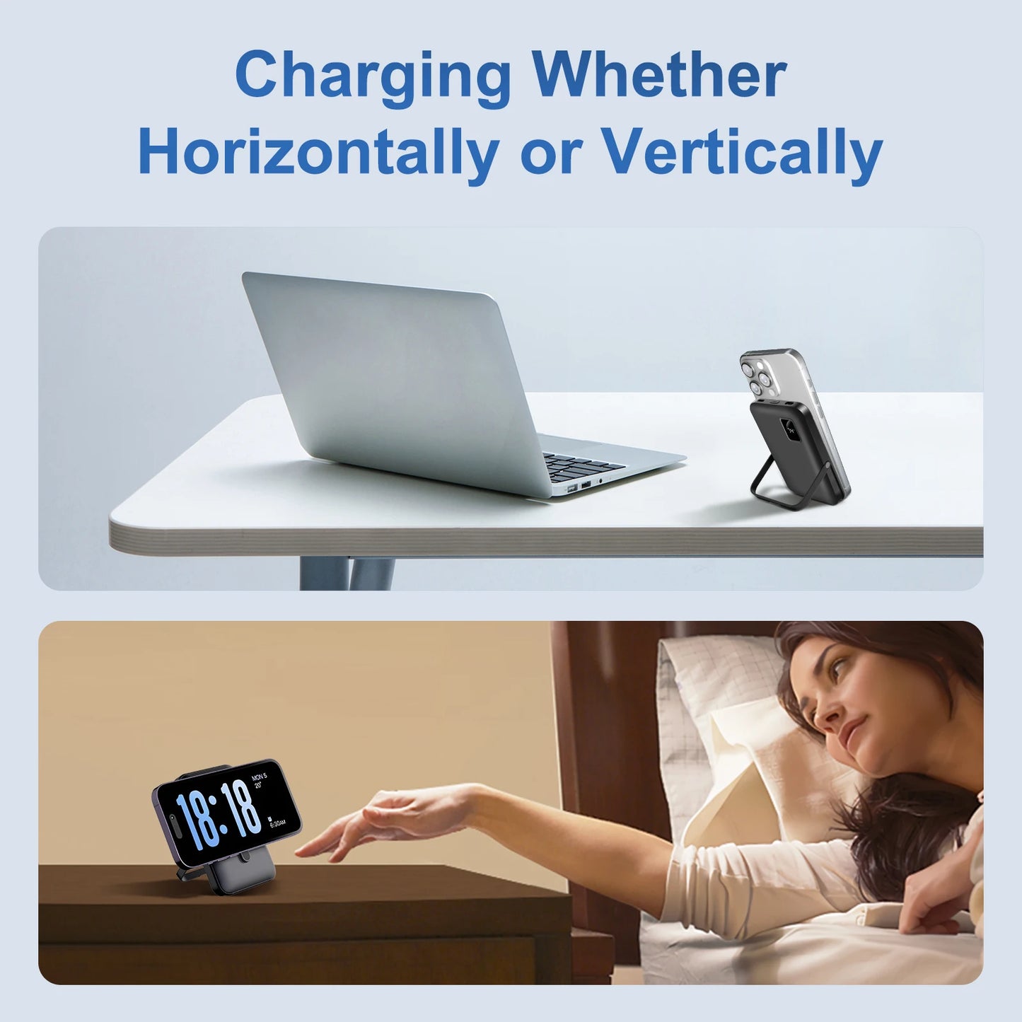 10000mAh Magnetic Power Bank Portable 20W Fast Charging with Digital Display Foldable Stand for Android iPhone 17 16 Samsung