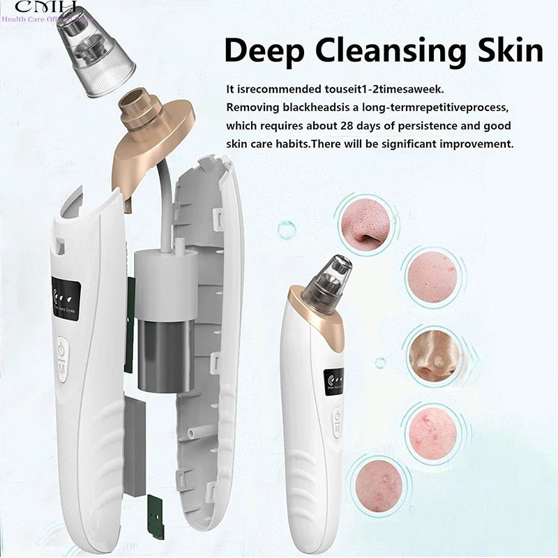 CMH Blackhead Remover Vacuum Pore Cleaner Multi Suction Heads Adjustable Suction USB Rechargeable Deep Cleansing Skin Tool Gifts