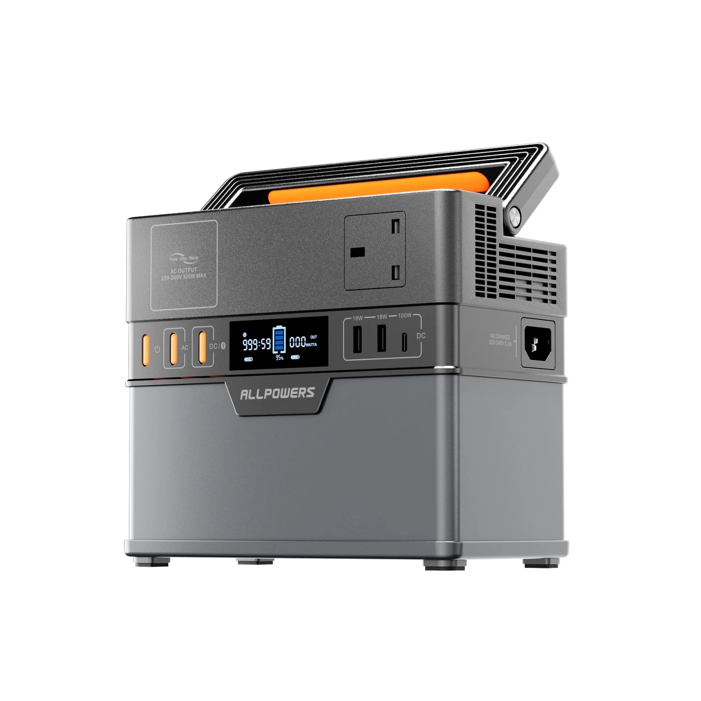 ALLPOWERS 110V 220V AC 300W Power Station Pure Sine Wave 288Wh Portable Generator Powering Car Refrigerator TV Drone Laptops