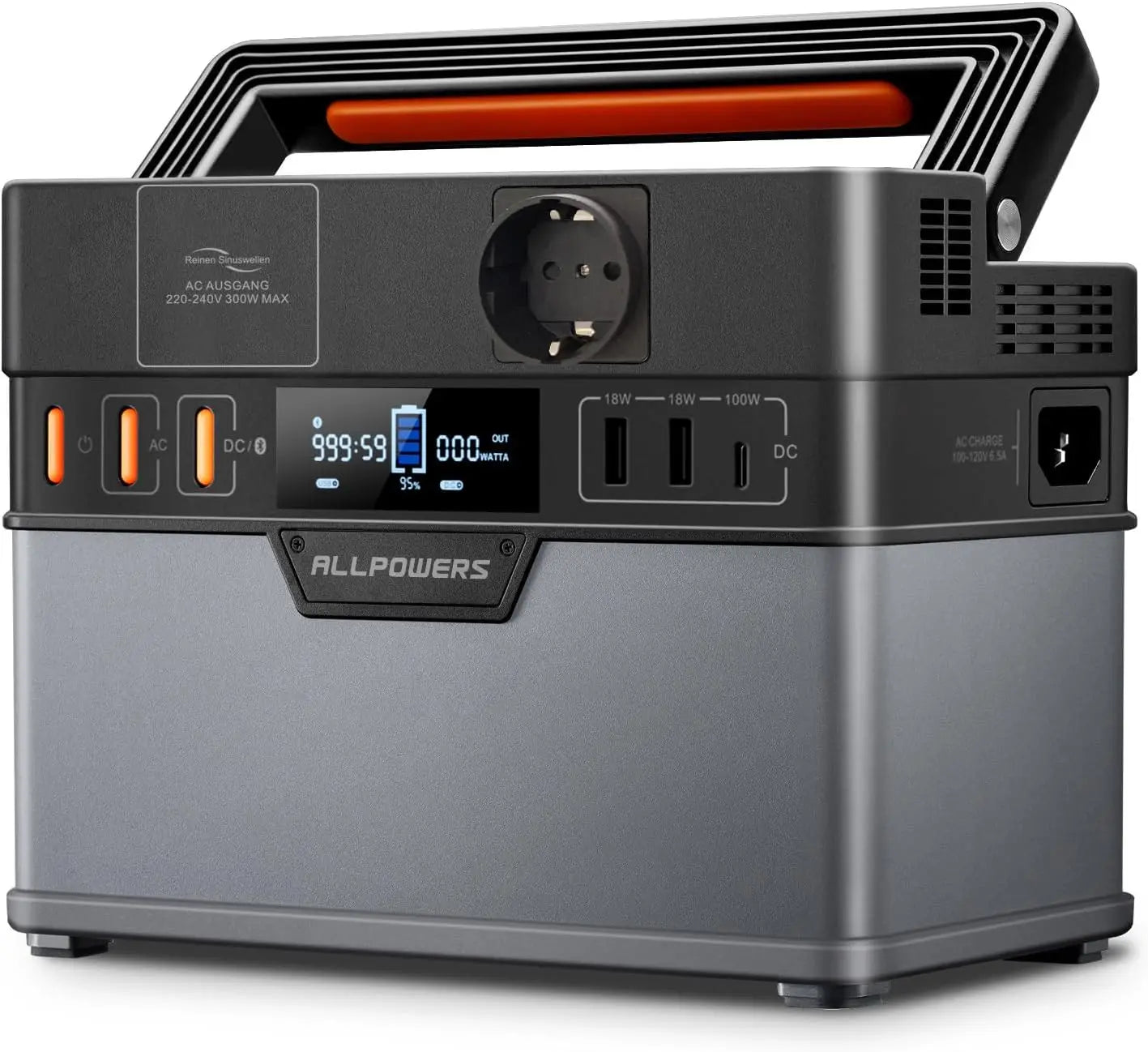 ALLPOWERS 110V 220V AC 300W Power Station Pure Sine Wave 288Wh Portable Generator Powering Car Refrigerator TV Drone Laptops