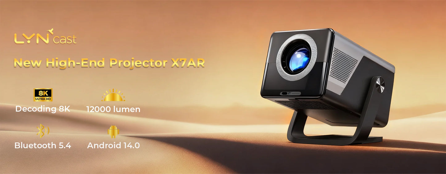 8K Support X7 AI Smart Projector with Android 14 OS, UHD 1080P 1000 ANSI Built-in Apps, Auto Focus&Keystone, Home Outdoor Beamer
