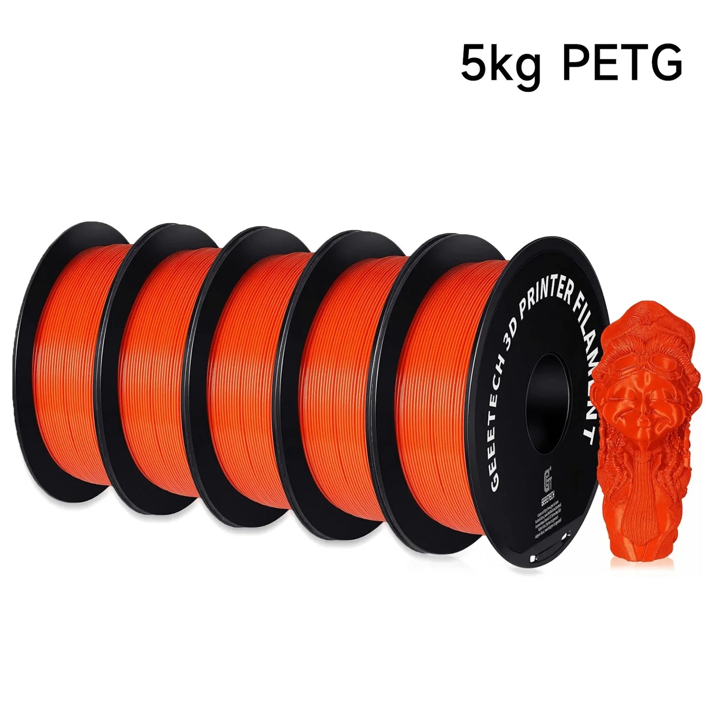 Geeetech 5KG PETG 3D Printing Filament 1.75mm High Precision, Low Warping Large Spool, Suitable for FDM 3D Printers