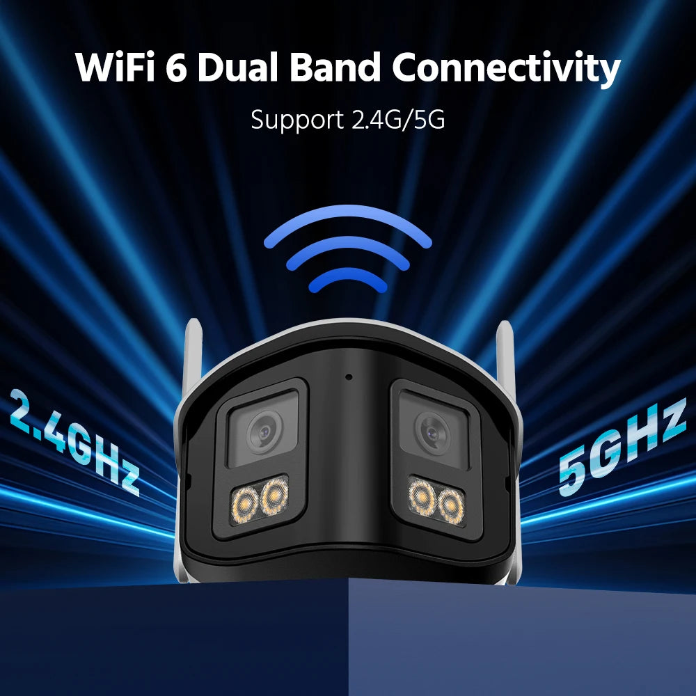 ANNKE 4MP Dual Lens WiFi Dual Band Security Camera Outdoor 170° Angle Full Color Night Vision Two-Way Audio Wireless PoE Cam