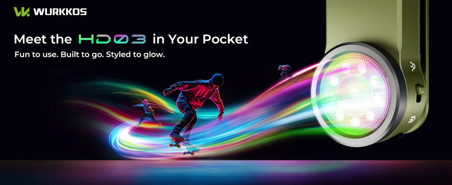 Wurkkos HD03 680LM Mini Clip Light USB Rechargeable Pocket Flashlight Spotlight/Floodlight Portable RGB Torch with Magnet