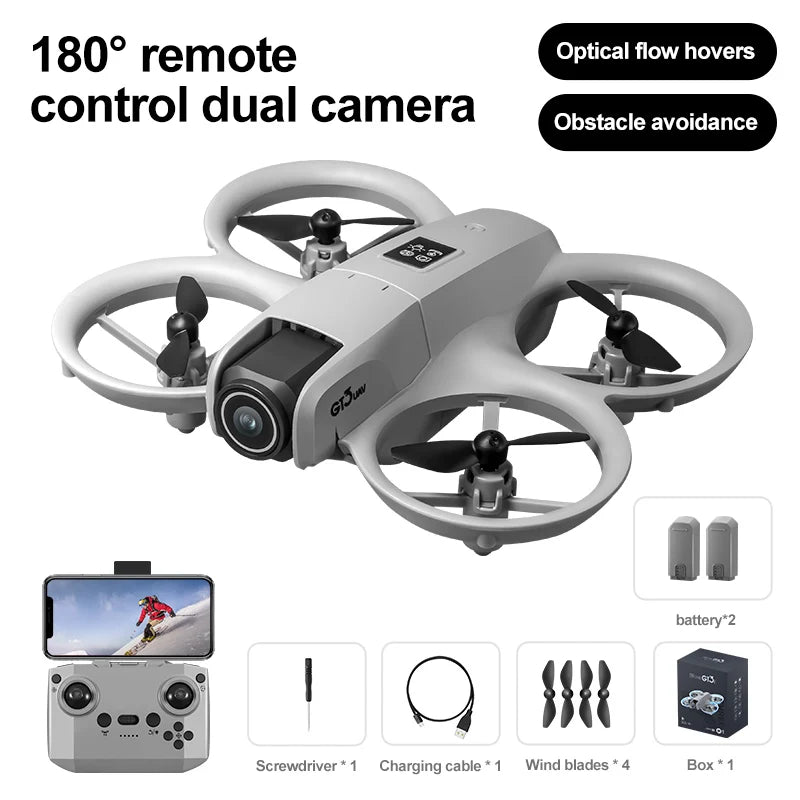 GT3 RC Mini Drone 4K Dual Camera Aerial HD Photography Optical Flow Positioning Obstacle Avoidance with Lights UAV RC Quadcopter