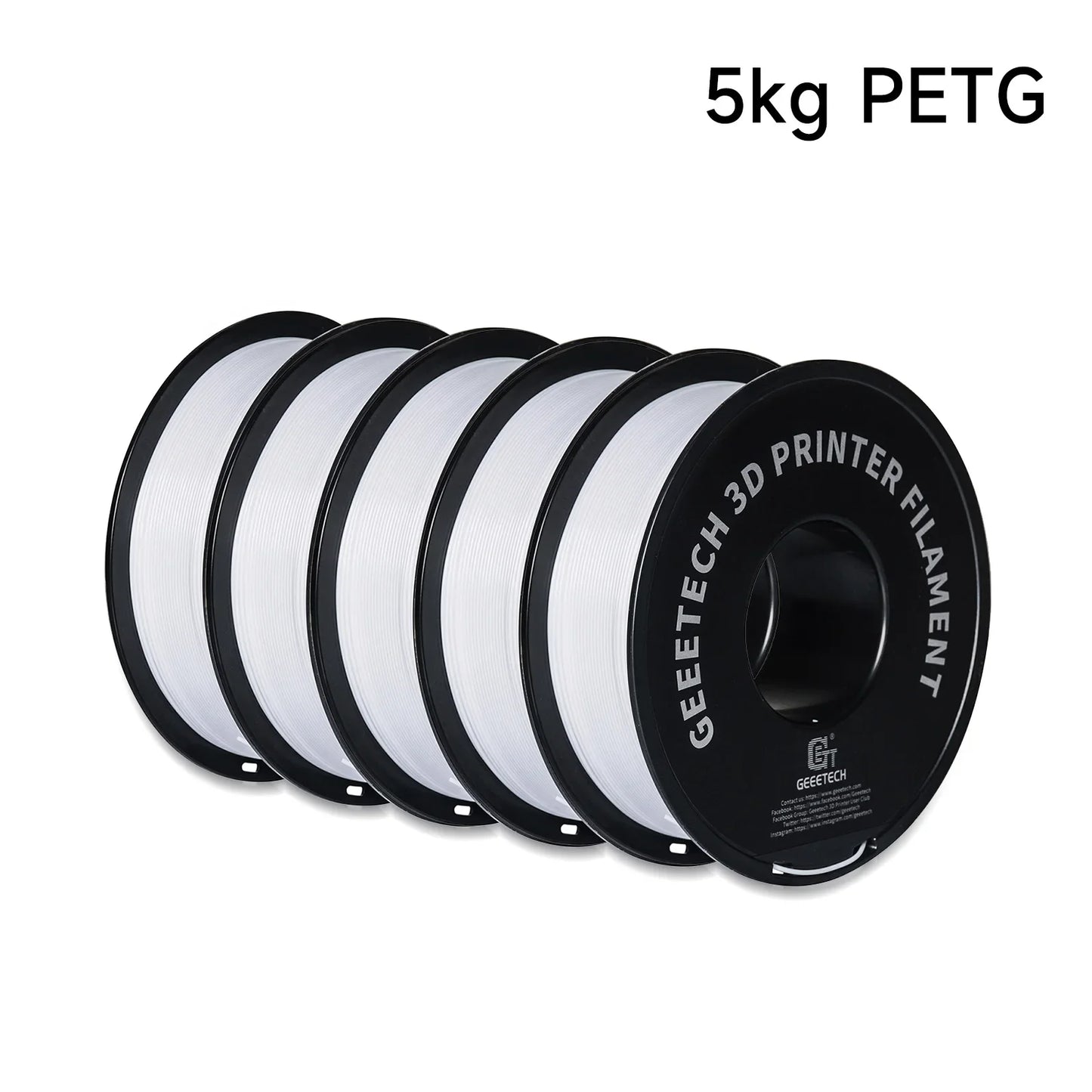 Geeetech 5KG PETG 3D Printing Filament 1.75mm High Precision, Low Warping Large Spool, Suitable for FDM 3D Printers