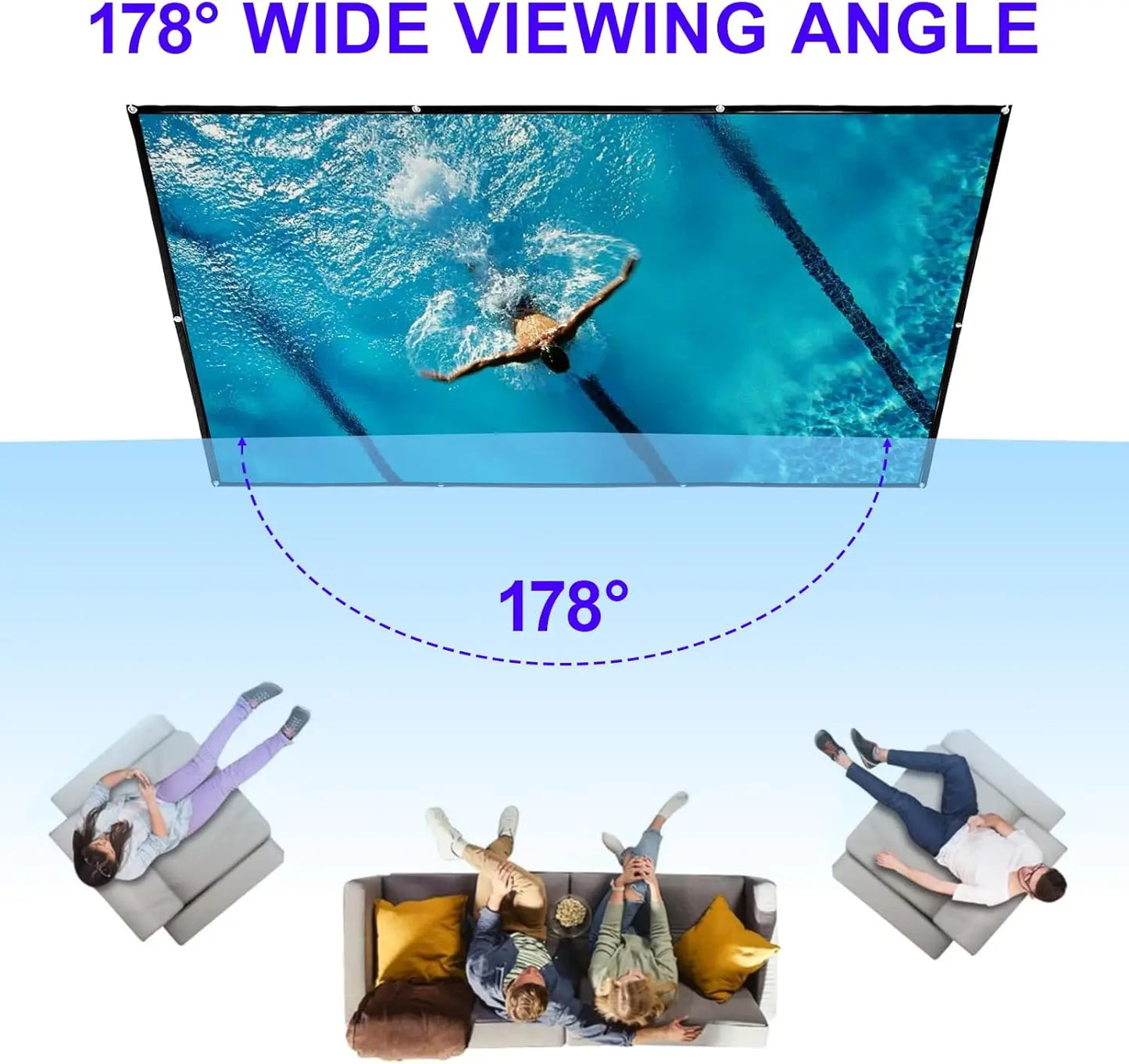 4K Projector Screen 100 inch 16:9 HD Foldable Portable for Indoor Outdoor Home Theater Party