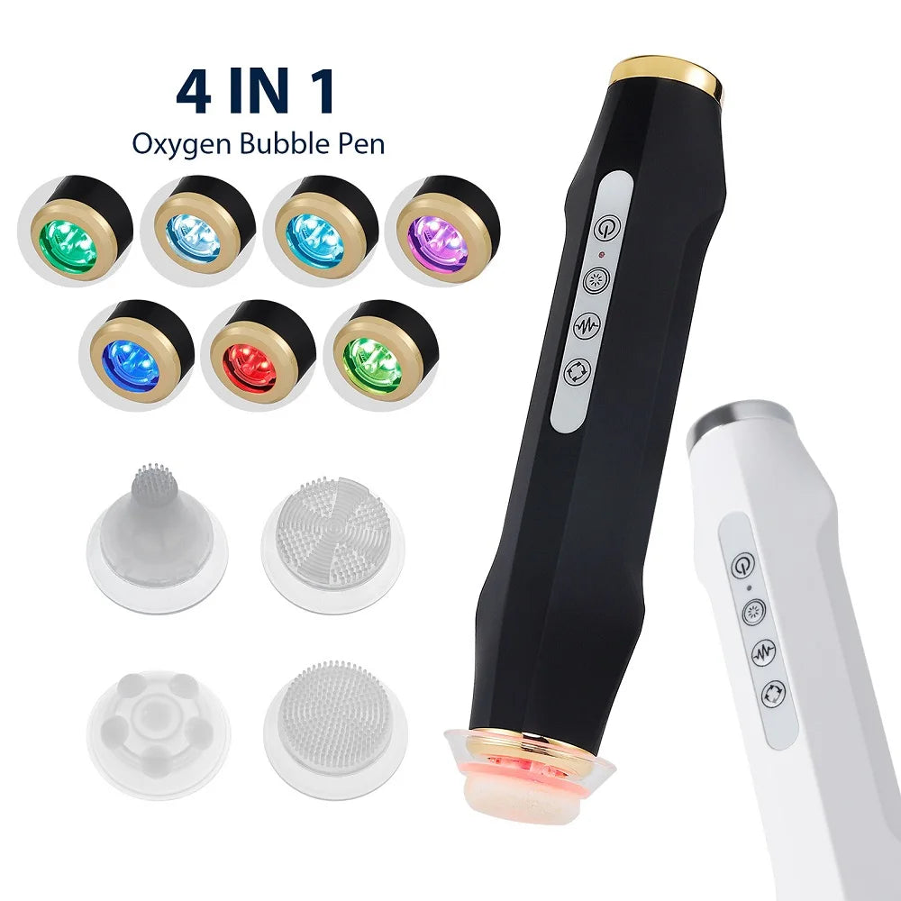 Portable CO2 Oxygen Bubble Pen Facial Machine 7 Color Light Oxygen Bubble Skin Care Tool Compatible with Serum Gel for Home Facial SPA CO2
