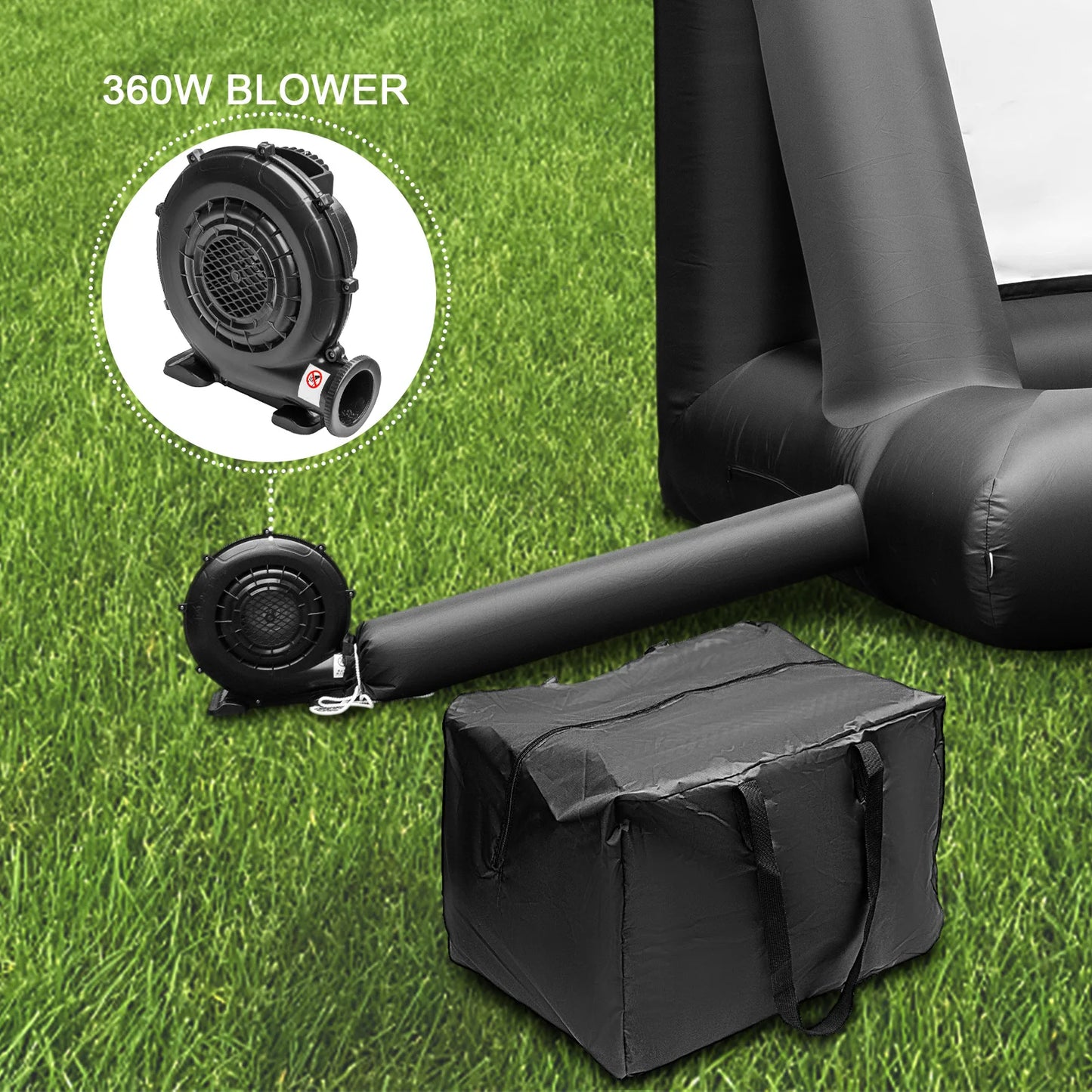 SucceBuy Inflatable Movie Screen 24FT Inflatable Projector Screen w/ 360W Air Blower Projector Screen Support Front/Rear Project