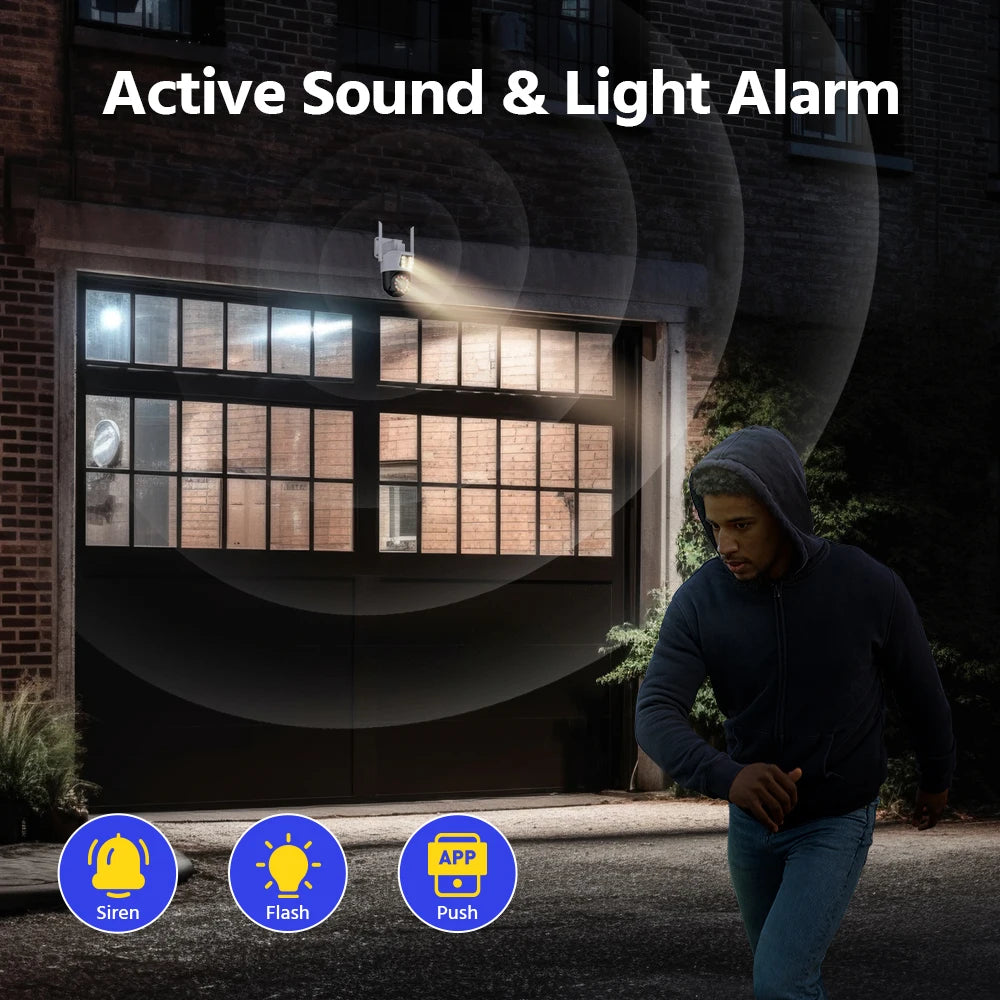 ANNKE 6MP UHD Dual-Lens Outdoor Wireless WiFi Security PT Camera Red Blue Flashing Lights & Siren Smart Dual Light Two-Way Audio