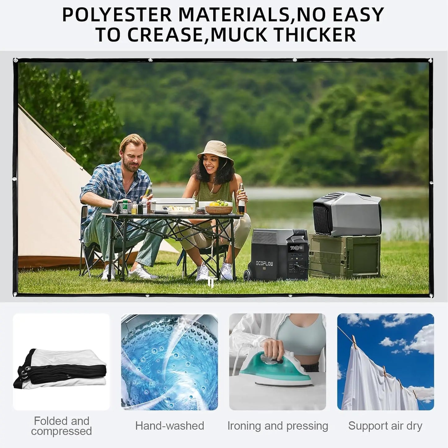 4K Projector Screen 100 inch 16:9 HD Foldable Portable for Indoor Outdoor Home Theater Party