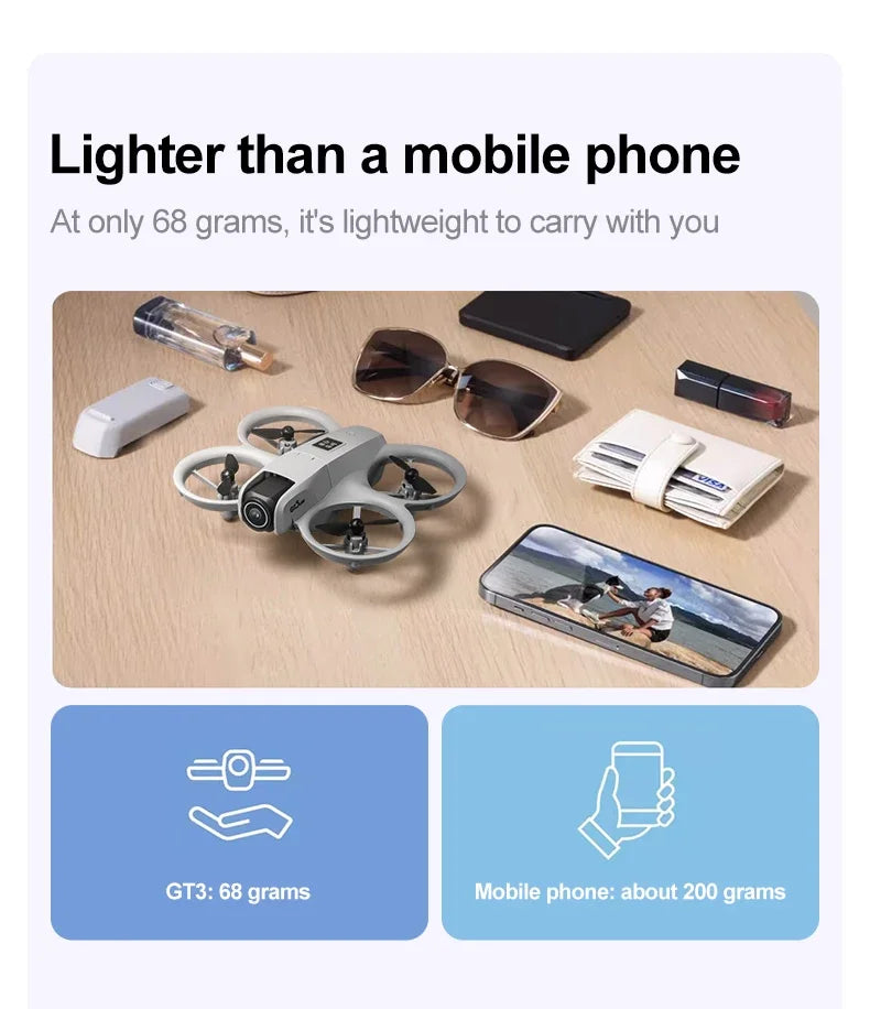 GT3 RC Mini Drone 4K Dual Camera Aerial HD Photography Optical Flow Positioning Obstacle Avoidance with Lights UAV RC Quadcopter
