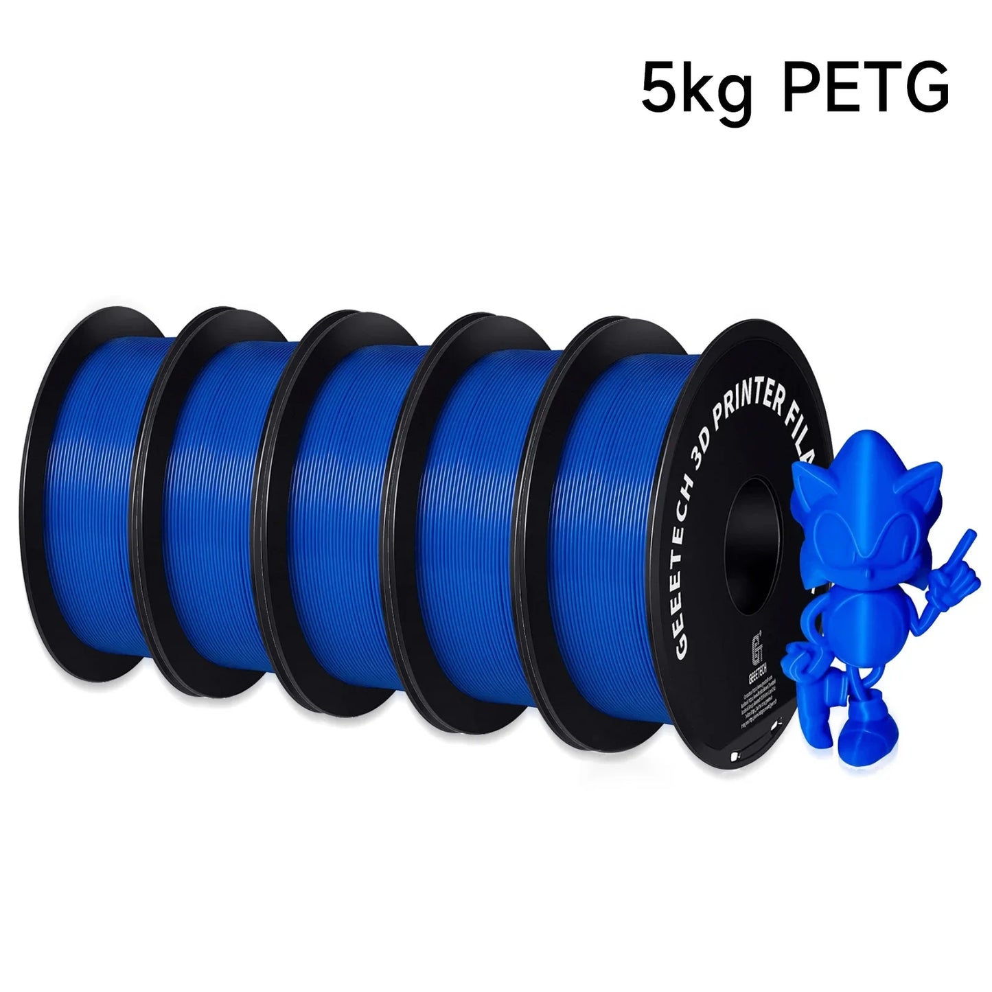 Geeetech 5KG PETG 3D Printing Filament 1.75mm High Precision, Low Warping Large Spool, Suitable for FDM 3D Printers