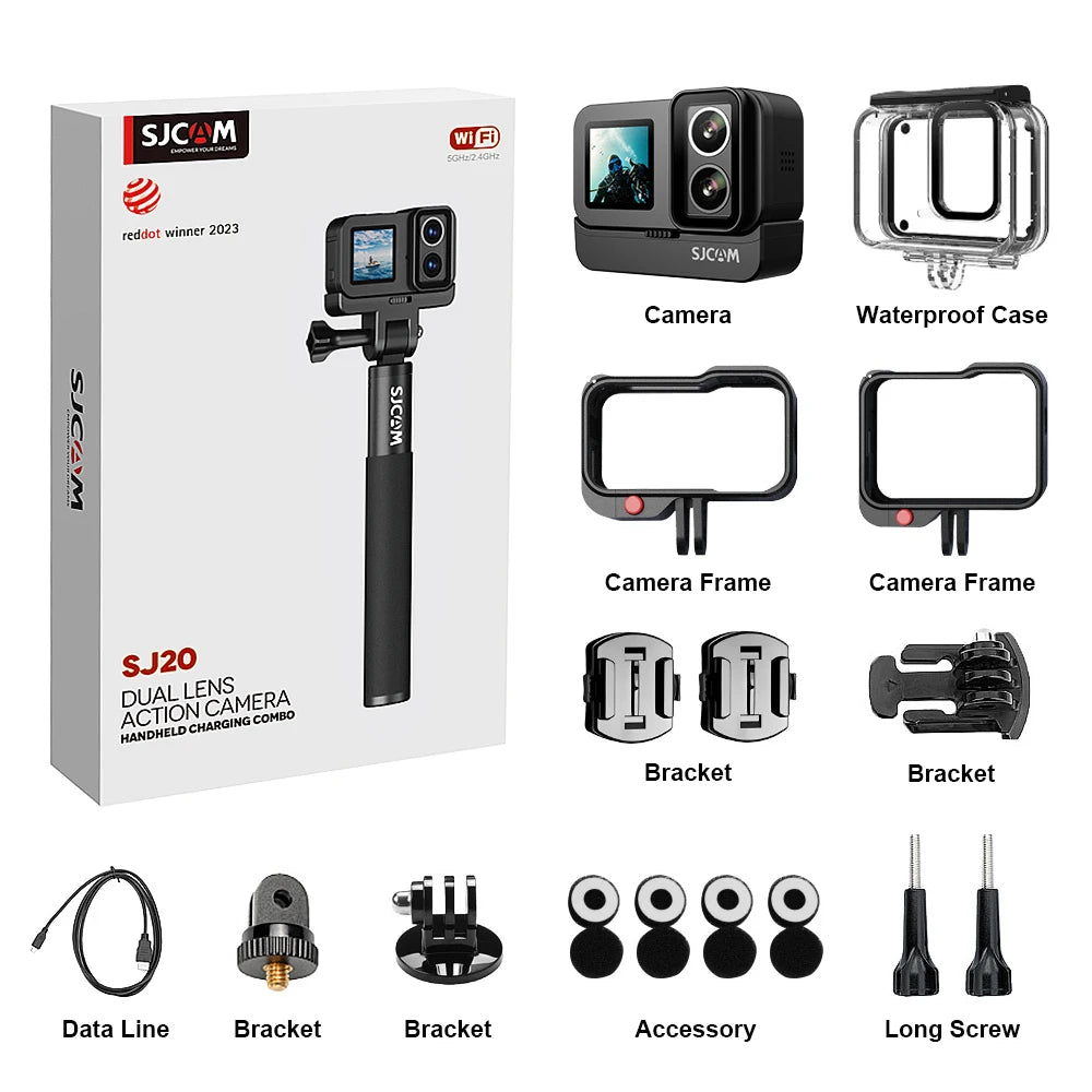 [Overseas Warehouse] SJCAM SJ20 4K Outdoor Sports Camera Anti-Shake 5G WiFi with Screen Helmet Bike Video Recording Fast Ship
