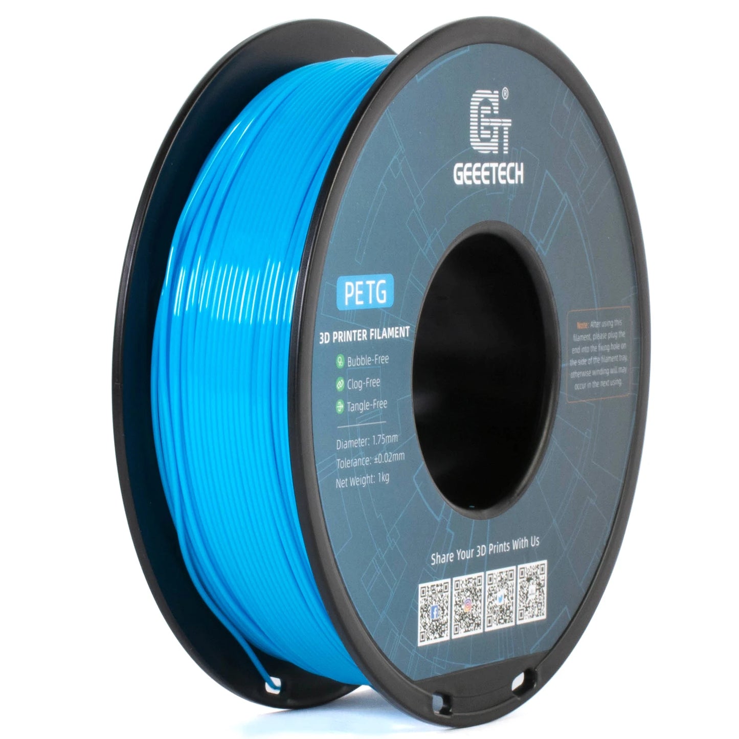 Geeetech 5KG PETG 3D Printing Filament 1.75mm High Precision, Low Warping Large Spool, Suitable for FDM 3D Printers