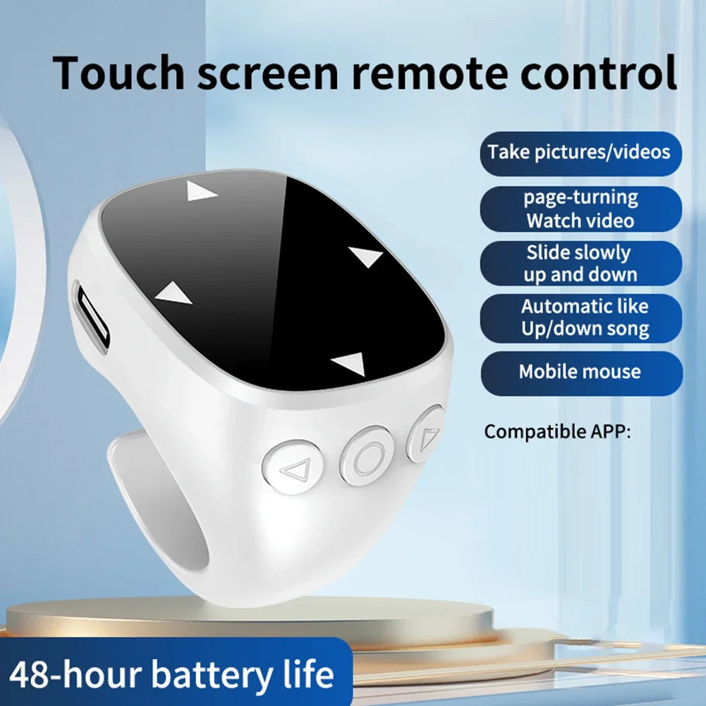Touch Screen Wireless Remote Control For TikTok Scrolling Ring Bluetooth 5.3 Fingertip Selfie Video Page Turner for iOS Android