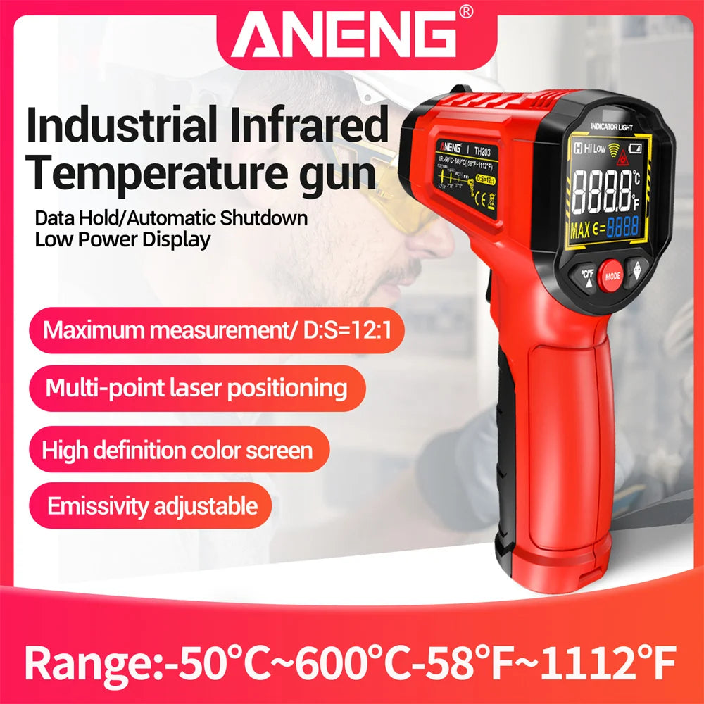 New Portable Infrared Thermometer Gun -50~600°C Handheld Digital Laser Industrial Non Contact Temperature Meter Measuring Tester