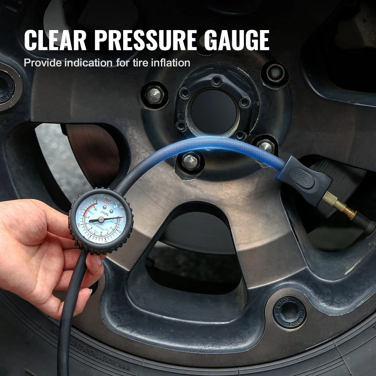 SucceBuy Tire Inflator Compressor 6-10 CFM Heavy Duty Air Compressor Dual-Cylinder 150PSI Air Pump with Adapters for Trucks Car
