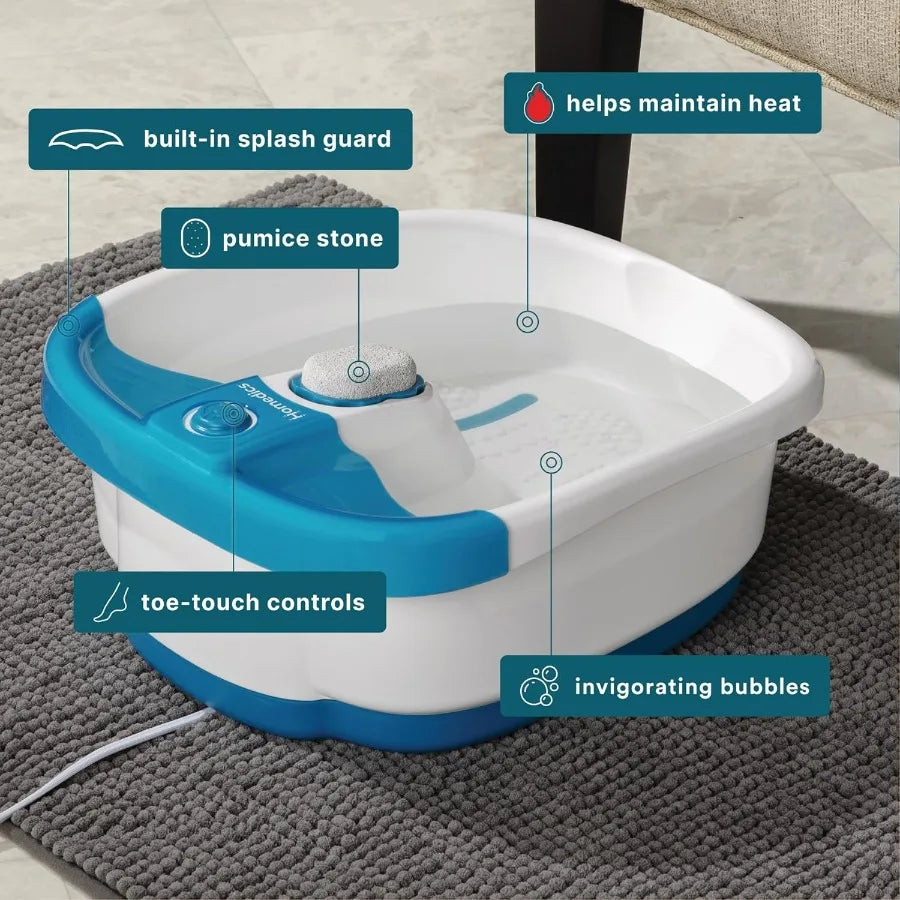 Bubble Mate Foot Spa Toe Touch Controlled Foot Bath with Invigorating Bubbles and Splash Proof Raised Massage Nodes an