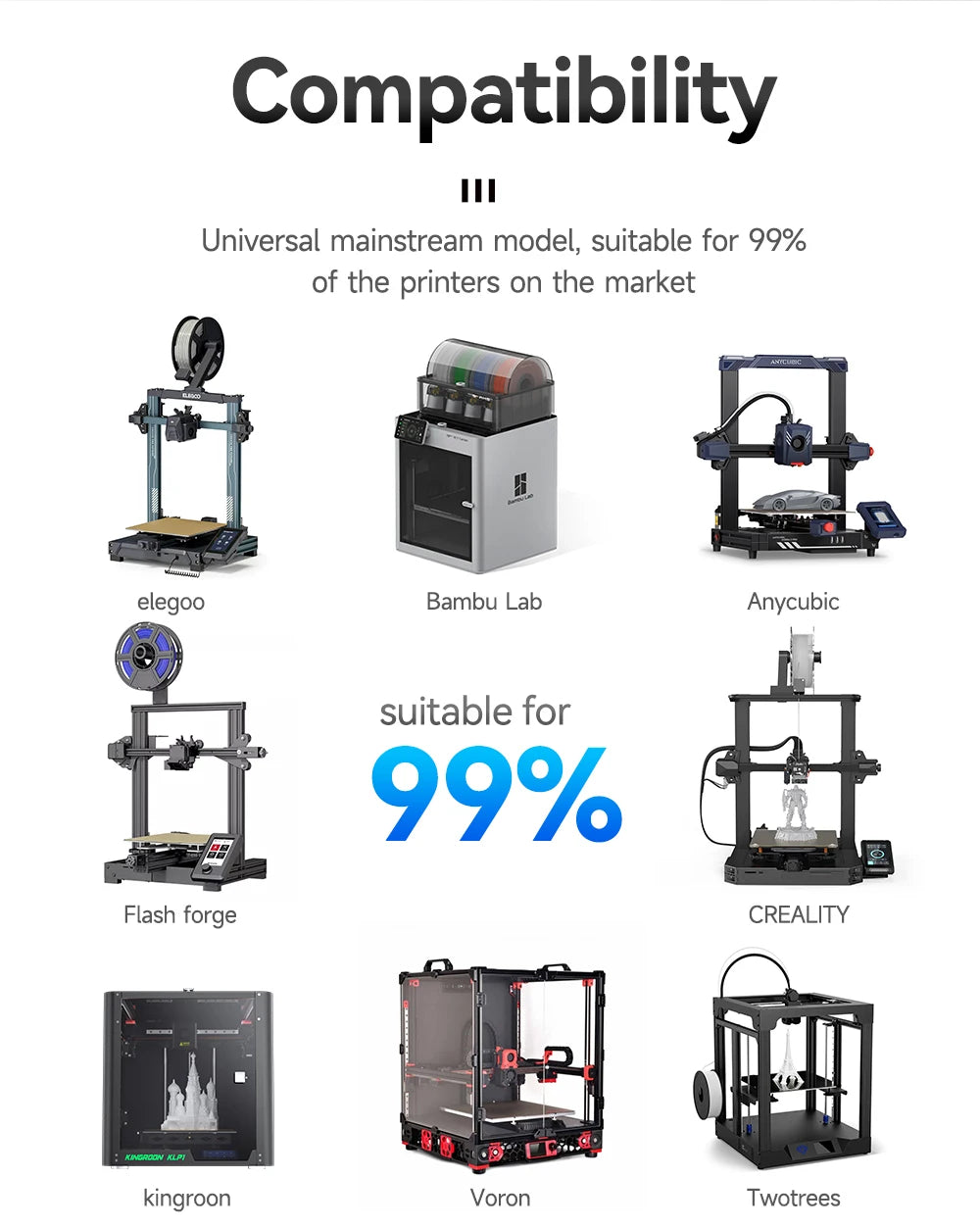 KINGROON Spool-less PLA 3D Printer Filament 10KG 5KG 3KG 1KG 1.75mm - Tangle-Free Design for Reliable & Easy Printing