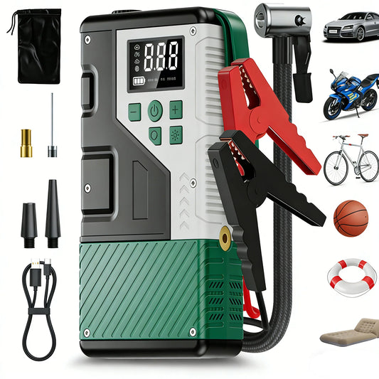 Upgraded 150PSI Portable Car Air Compressor with 7000A Emergency Jump Starter Combo Unit Ideal for Outdoor Camping Use