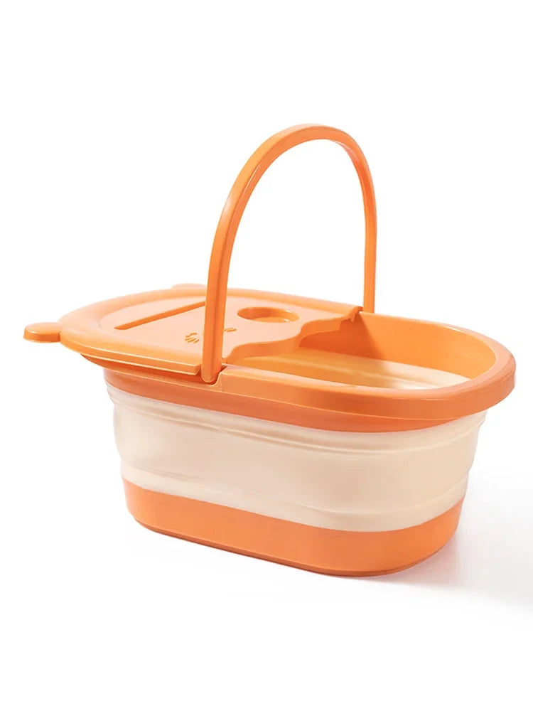 1 Piece Foldable Massage Foot Basin For Adults, Home And Dormitory Use Simple Design With Cover, Deep Soaking Foot Bath