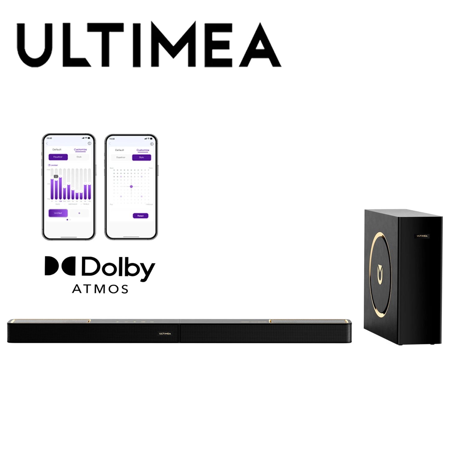 ULTIMEA Skywave F30 Soundbar 3.1.2ch 300W Dolby Atmos Soundbar, with 5.25'' Wired Subwoofer, Home Theater for TV, APP Control