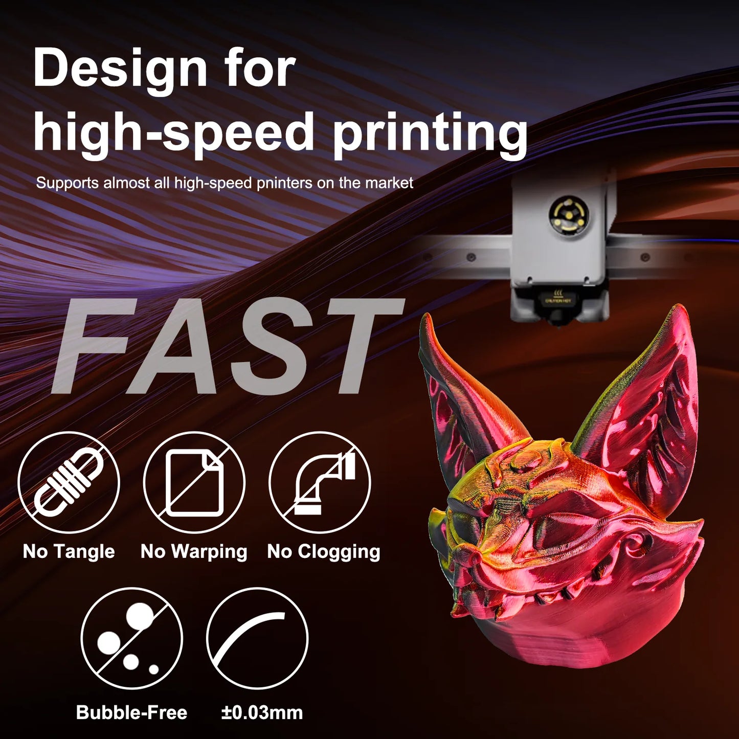 ERYONE 1KG Silk Triple Color Series PLA 3D Printer Filament 1.75mm, Tri-Color Coextrusion Silky Shiny Finish, 1kg Spool