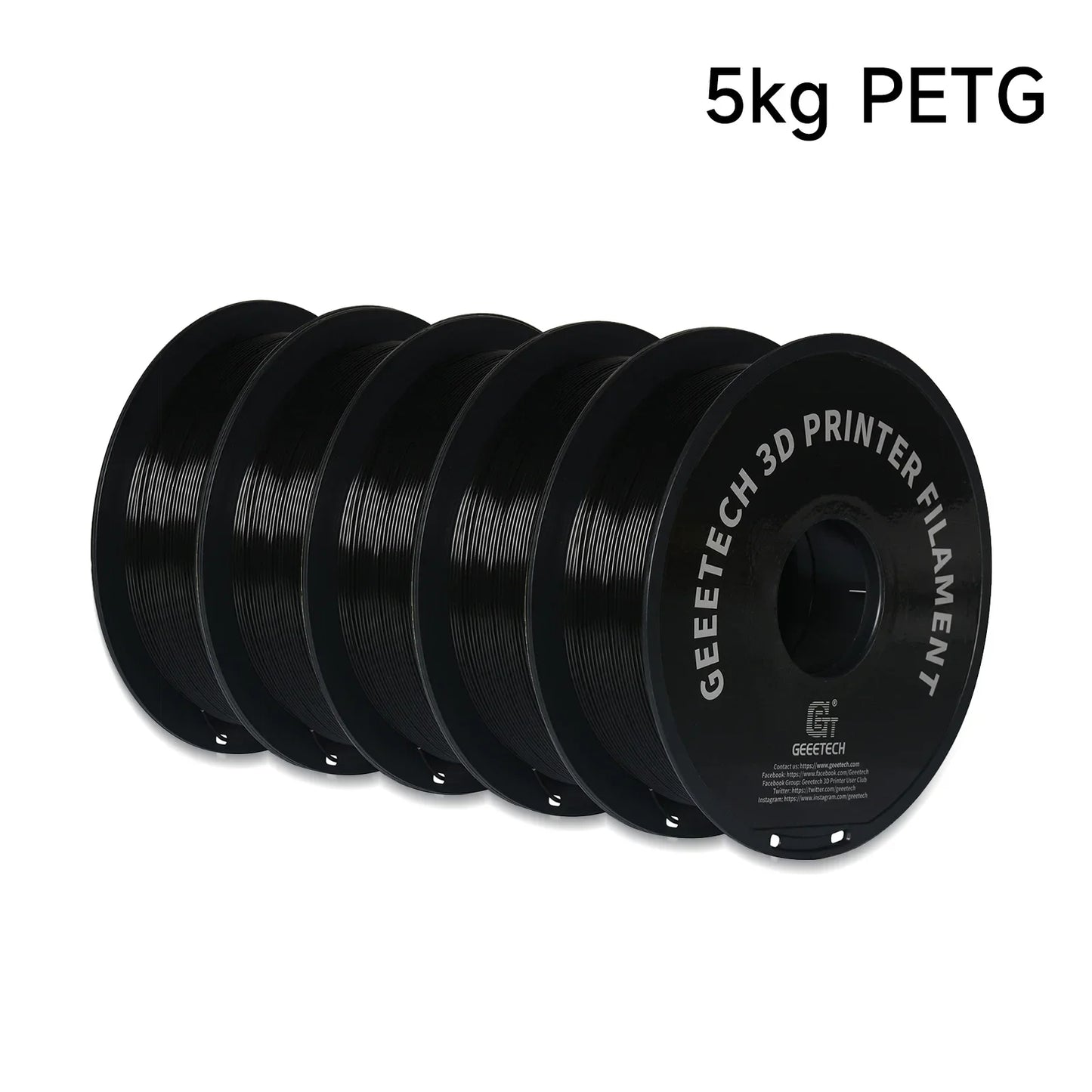 Geeetech 5KG PETG 3D Printing Filament 1.75mm High Precision, Low Warping Large Spool, Suitable for FDM 3D Printers