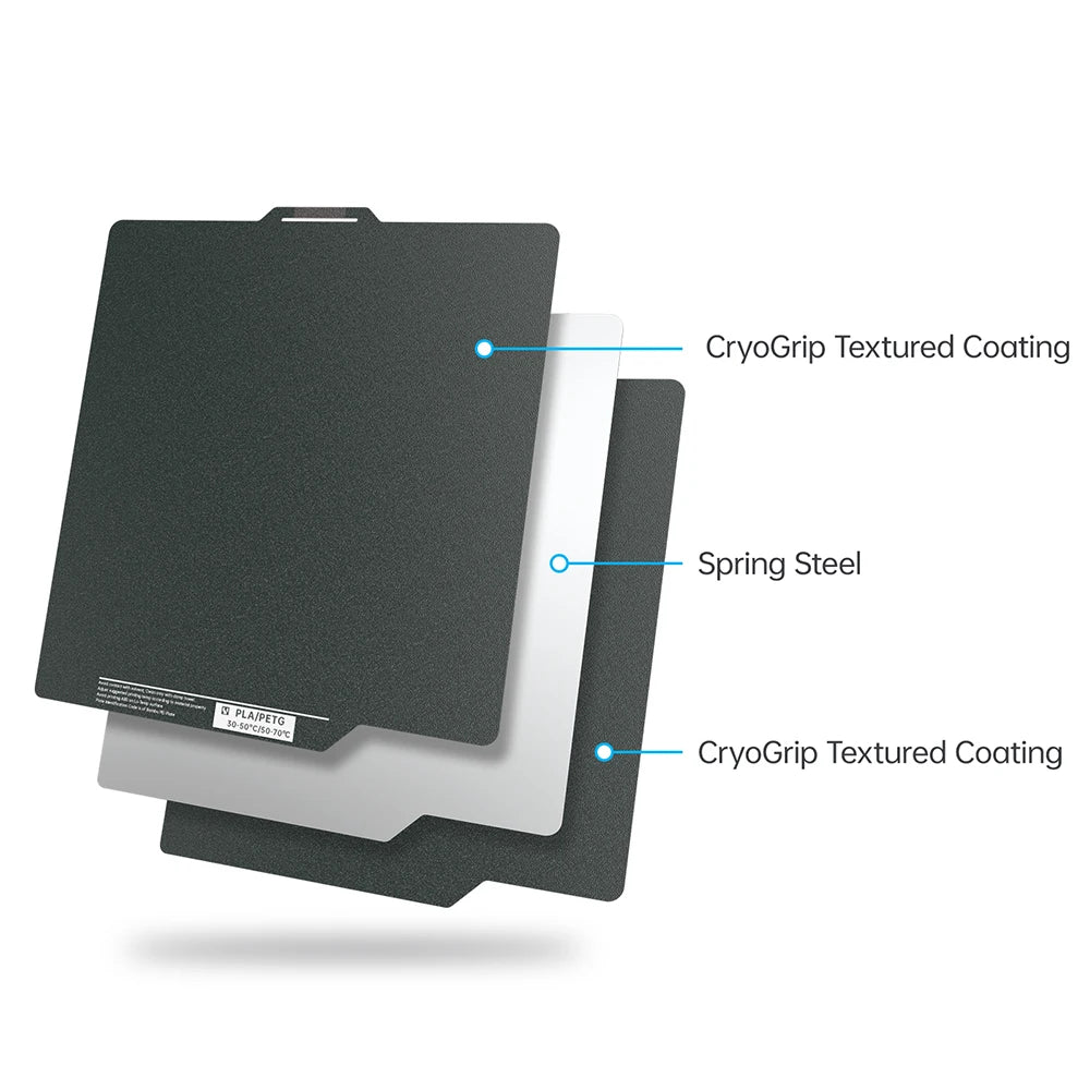 BIQU Panda Build Plate CryoGrip Coating No Clog 256x256mm Spring Steel Double-sided Textured for BambuLab P1 X1 X2D 3D Printer