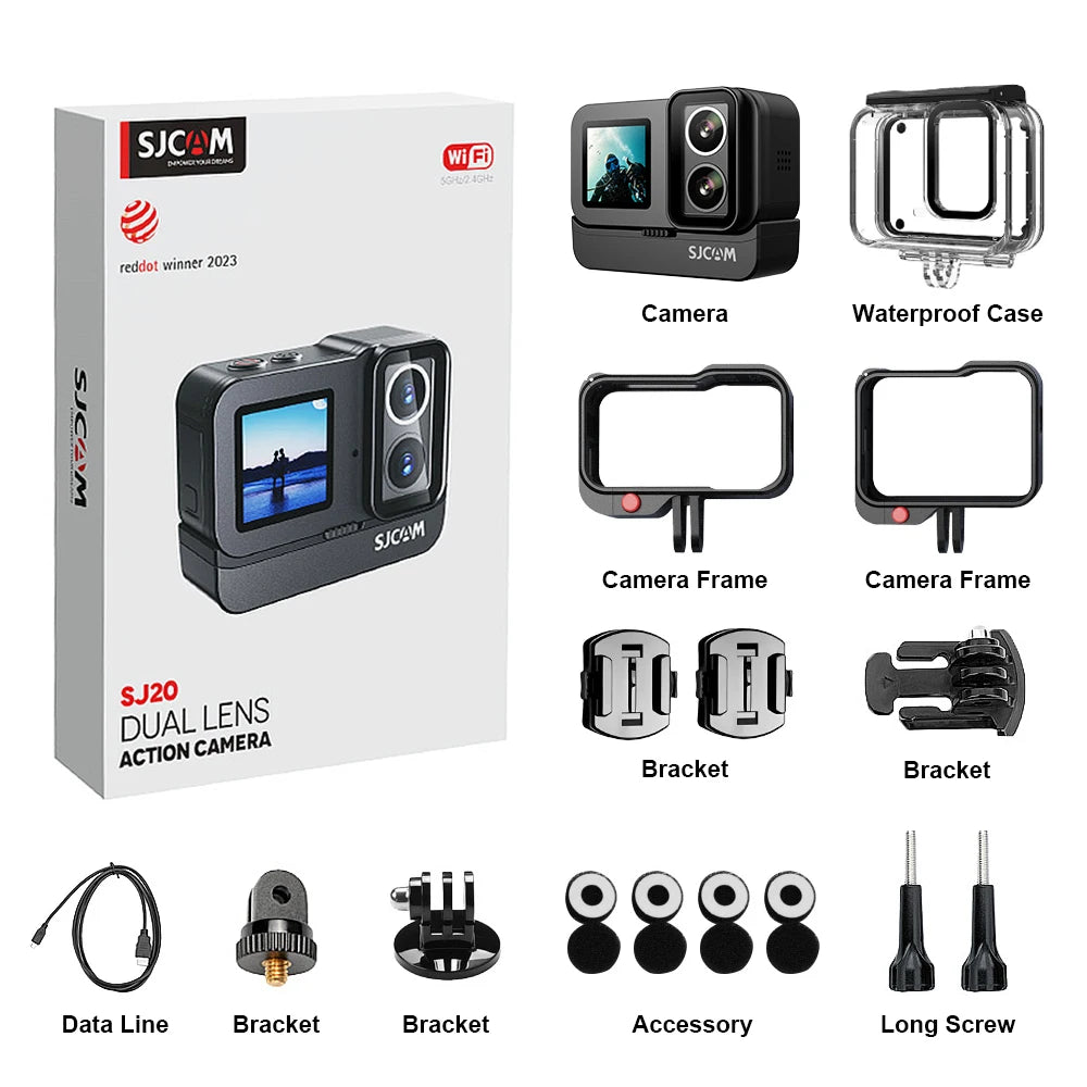 [Overseas Warehouse] SJCAM SJ20 4K Outdoor Sports Camera Anti-Shake 5G WiFi with Screen Helmet Bike Video Recording Fast Ship
