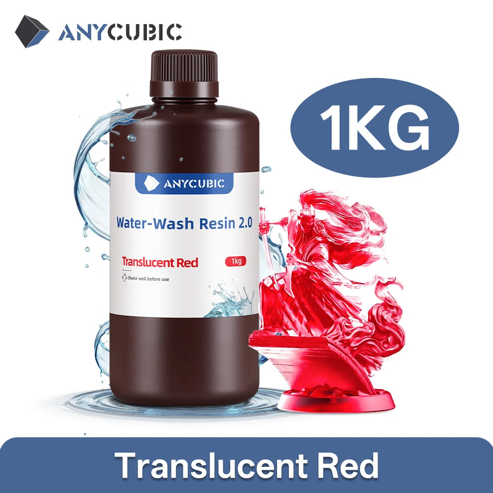 Anycubic Water Wash Resin Water Washable High Precision Low Odor Low Viscosity Support 3 Ways Washing For LCD 3D Printer Resin