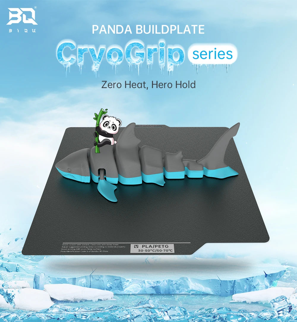 BIQU Panda Build Plate CryoGrip Coating No Clog 256x256mm Spring Steel Double-sided Textured for BambuLab P1 X1 X2D 3D Printer