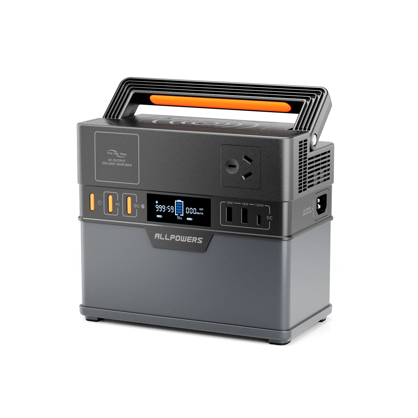 ALLPOWERS 110V 220V AC 300W Power Station Pure Sine Wave 288Wh Portable Generator Powering Car Refrigerator TV Drone Laptops