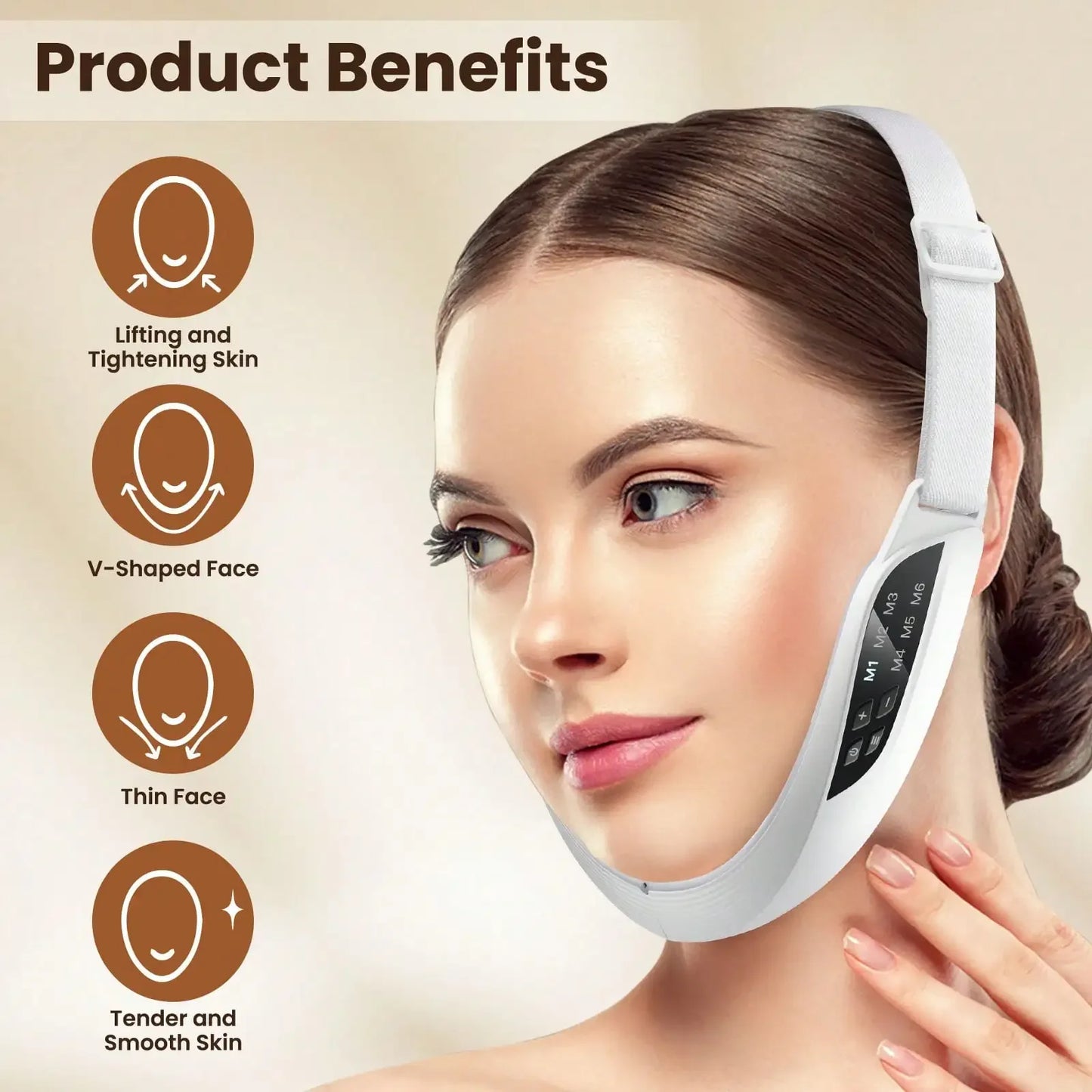 V Face Lifting Device Firming Facial Massager Facial Beauty Instrument Face Slimming Massager Double Chin Removal Electric Double Chin And Intelligent V-Shaped Face Machine With 6 Modes & 8 Adjustable Intensities