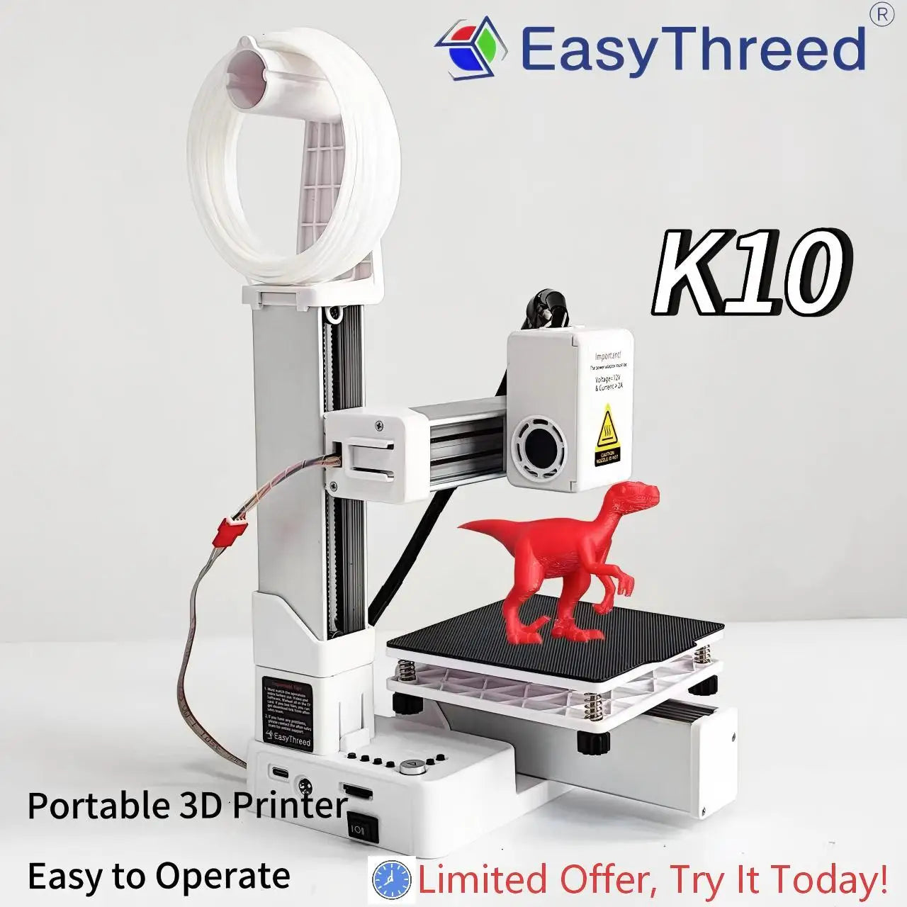 K10 Entry Level 3D Printer Mini Desktop Printing Machine Compatible with PLA TPU 1.75mm Filament Ideal for Kids Students Beginners DIY Printing Projects Compact Portable Design Easy to Operate Quiet Operation with One Key Pri