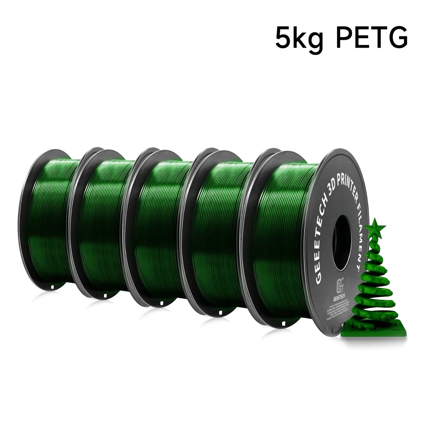 Geeetech 5KG PETG 3D Printing Filament 1.75mm High Precision, Low Warping Large Spool, Suitable for FDM 3D Printers