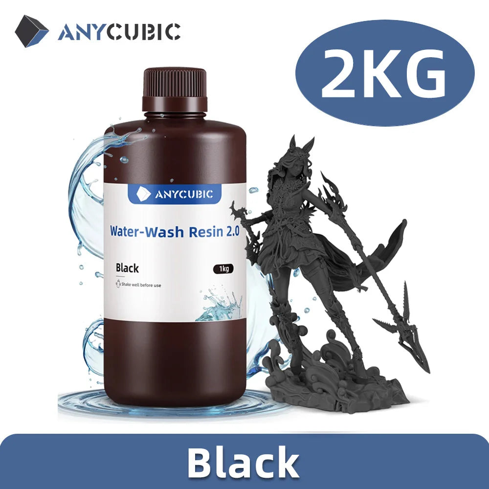 Anycubic Water Wash Resin Water Washable High Precision Low Odor Low Viscosity Support 3 Ways Washing For LCD 3D Printer Resin